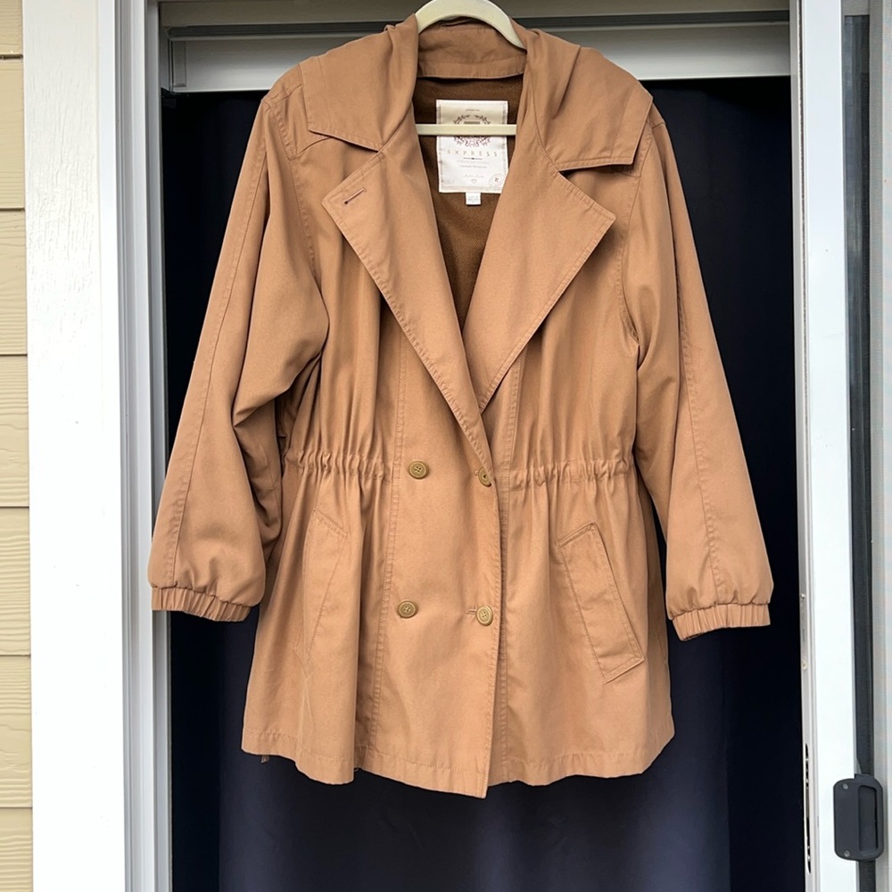 Express Women's Tan Double-Breasted Trench Jacket